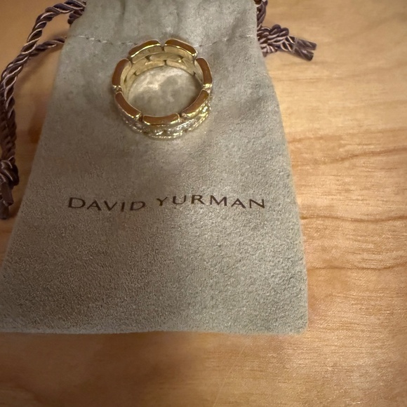 David Yurman Gatelin 18k Yellow Gold Pave Diamond Link Wedding Ring - Picture 2 of 8
